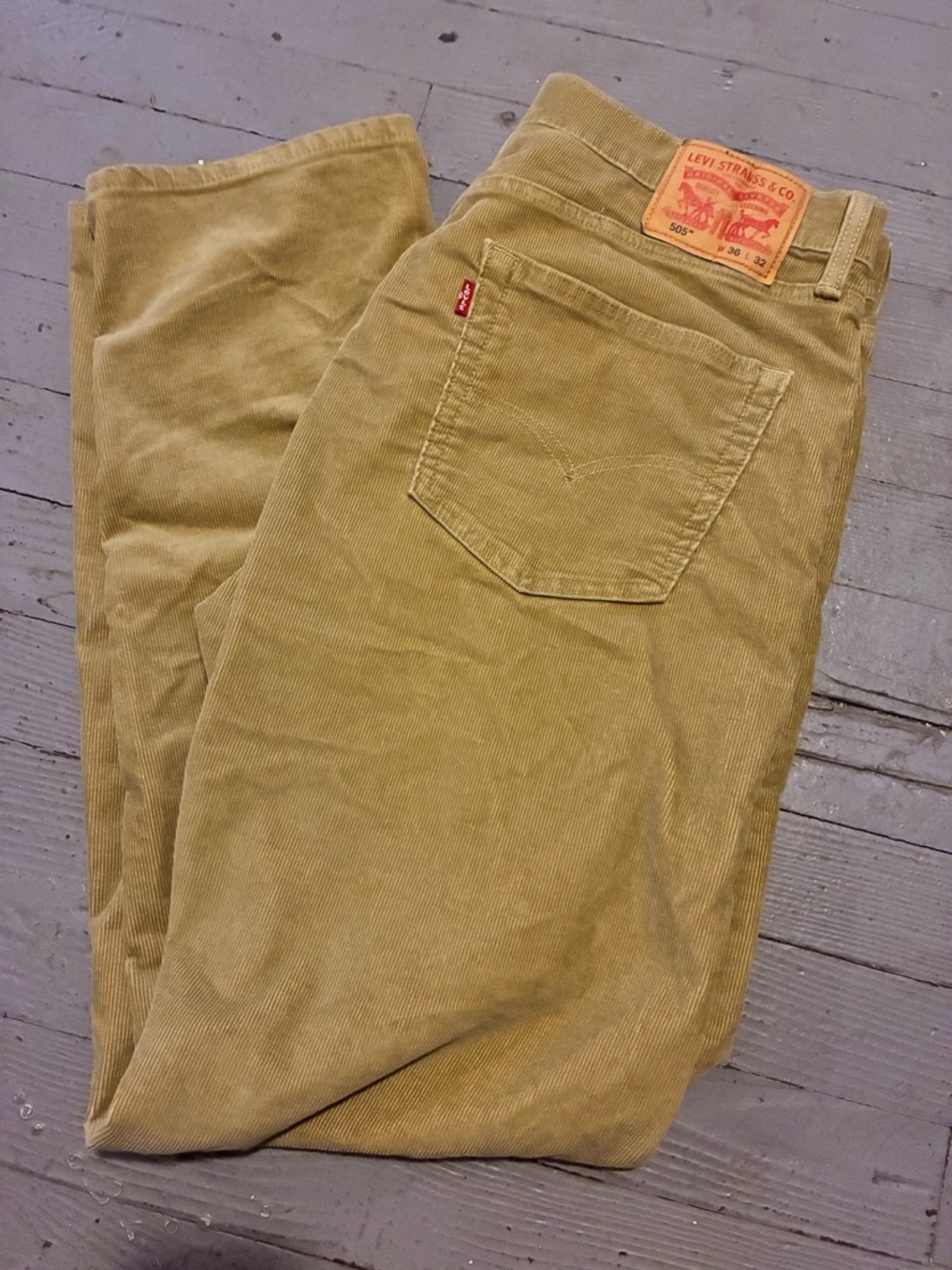Levi’s 505 Corduroy Pants Mens 36x32 Tan Beige Straight Leg Casual